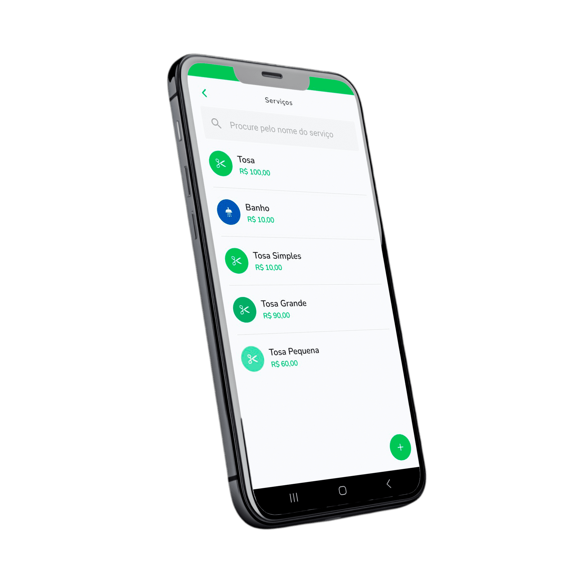 Tela de gestão de serviços do Pet Simples